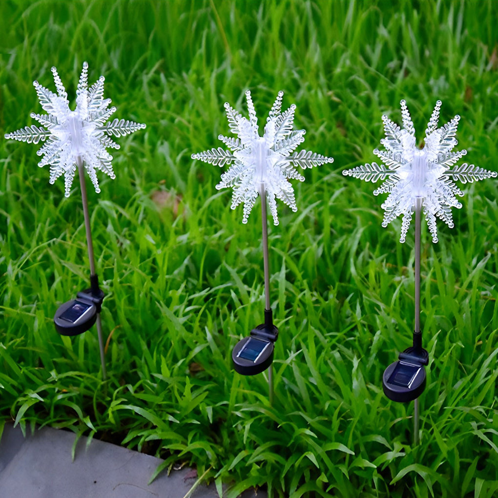 2PCS Creative Snowflakes Decor Waterproof LED Solar Powered Lawn Light