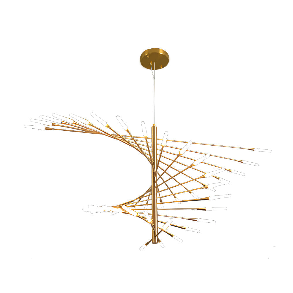 Modern Chandelier Rotating Fireworks, Black/Gold