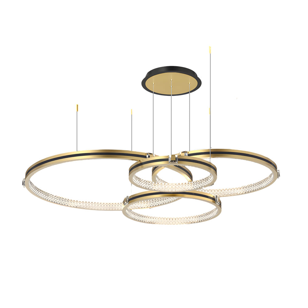 Circular Rings Three Step Dimming Brushed Gold Modern Ceiling Lights Fixture