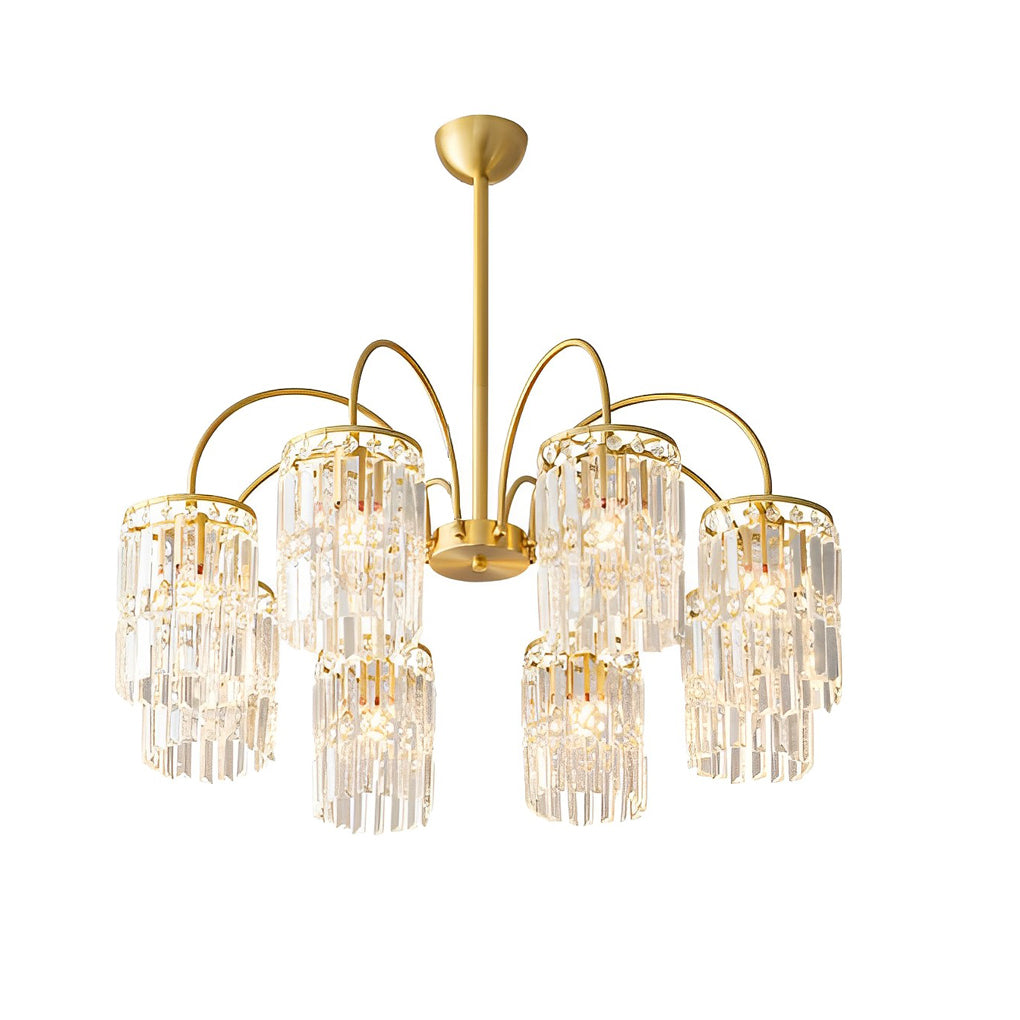 Crystal Shade Copper Curved Arms Luxury Post-Modern Chandelier Light