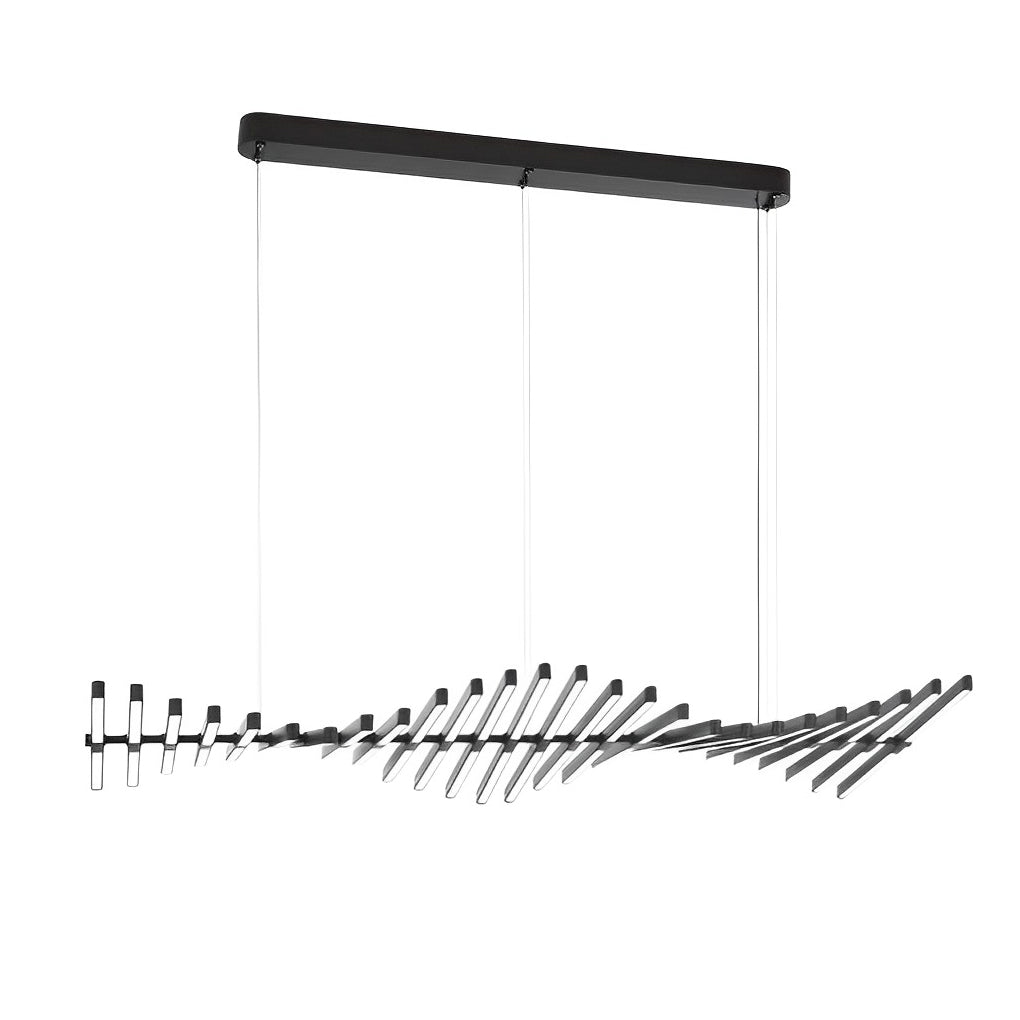 Waves Fishbone Strip Stepless Dimming LED Nordic Chandelier Pendant Light