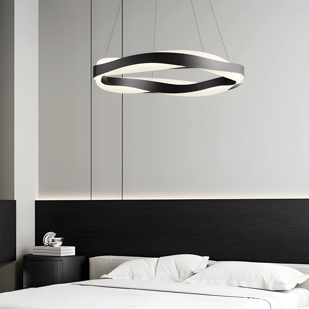 1-Light Linear Wavy Round LED Pendant Light