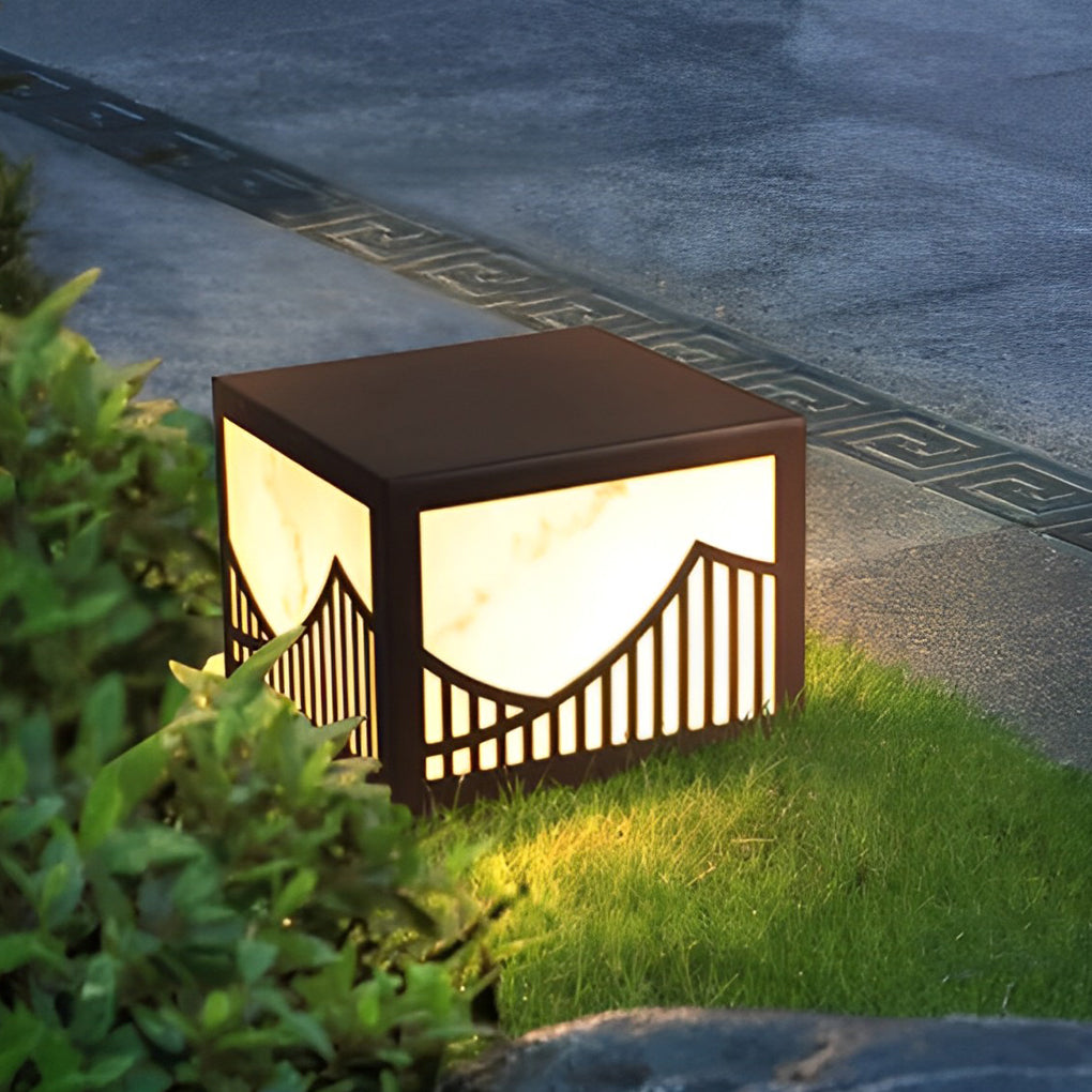 Waterproof LED Mountain Scenery Modern Solar Deck Post Lights Lawn Lights