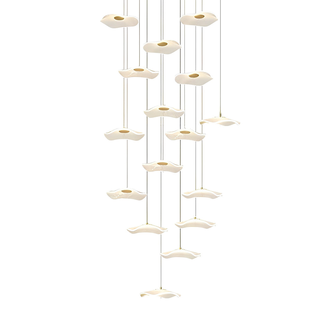 Small Acrylic Lotus Leaves LED Creative Modern Staircase Chandelier