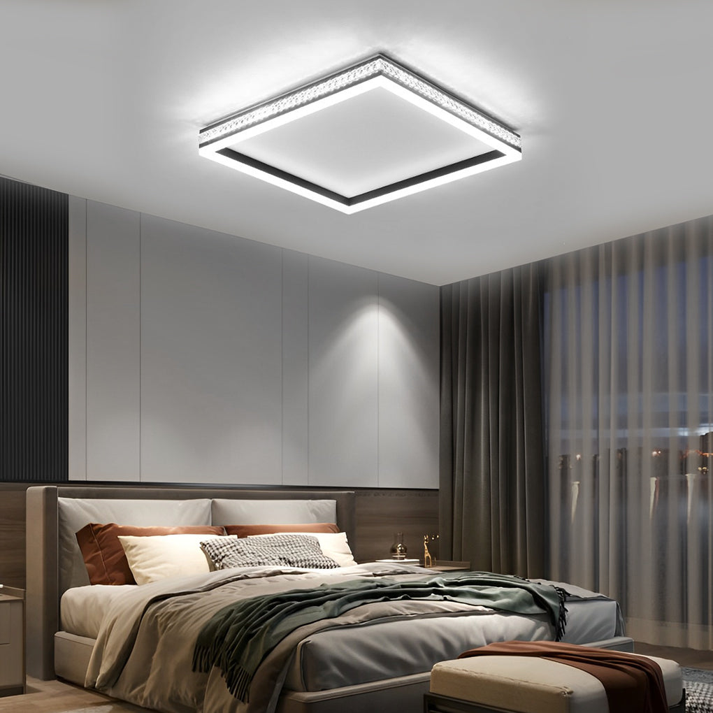 Round Square Stepless Dimming with Remote Modern Ceiling Light Fixture