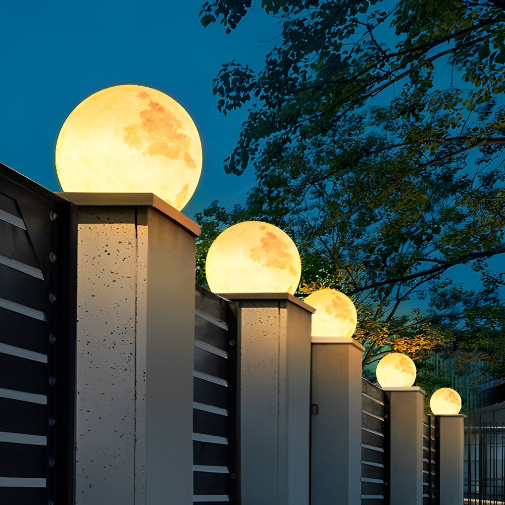 Moon-Shaped Outdoor Pier-Mount Pillar Accent Post Light