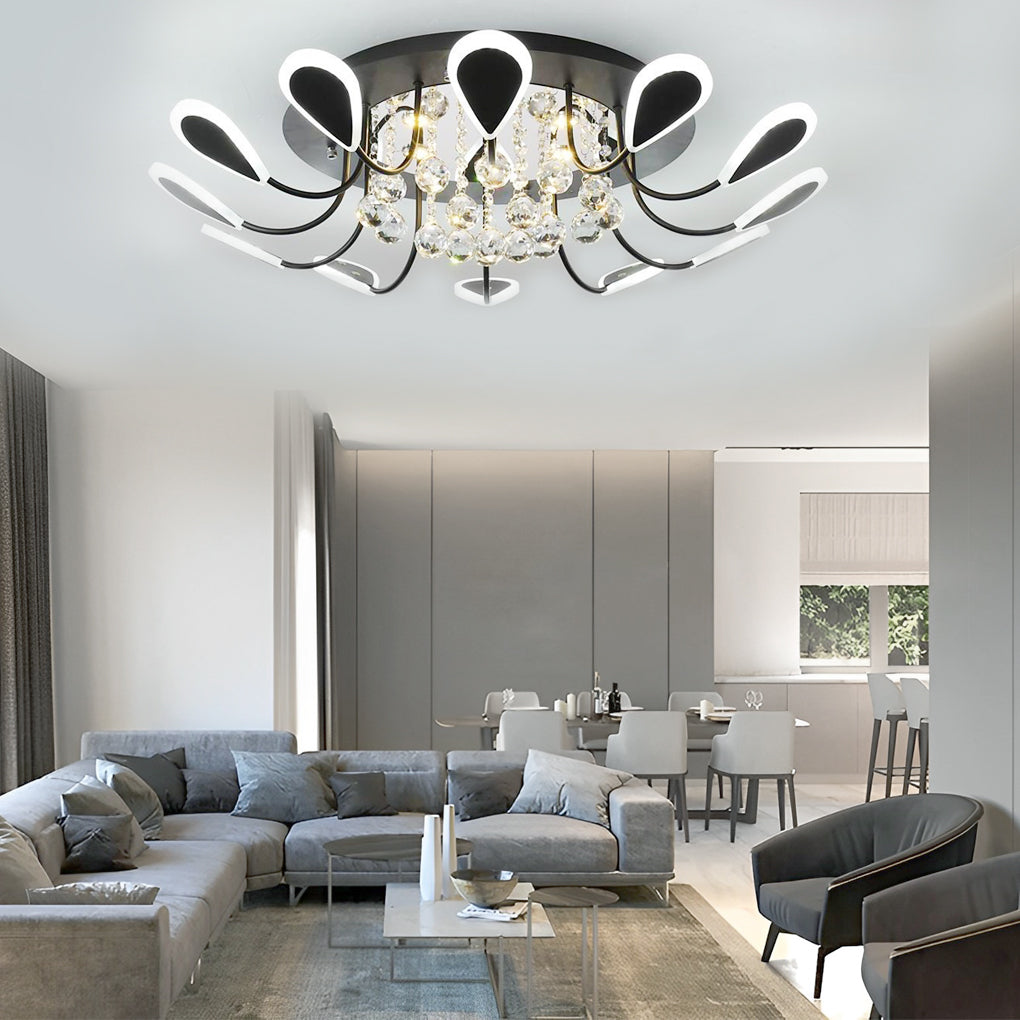 Creative Flower Shaped Dimmable LED Crystal Modern Ceiling Lights