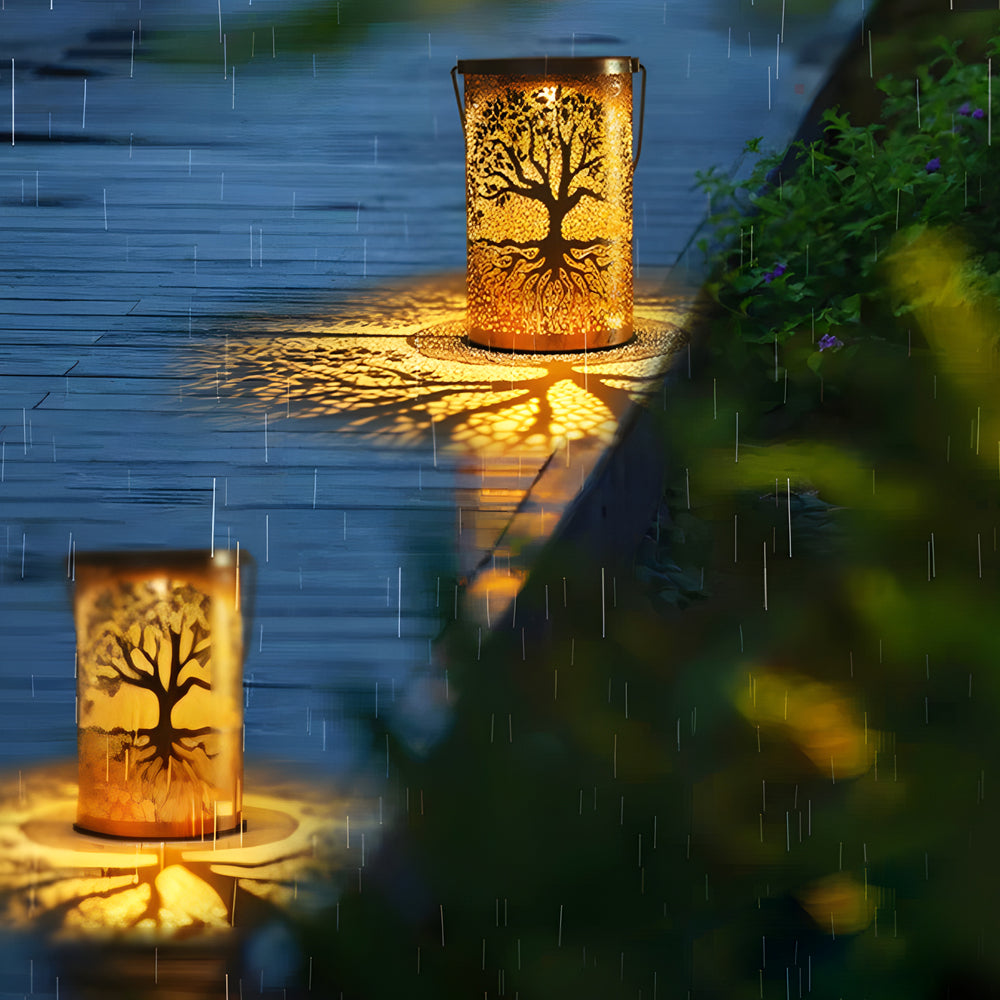 Portable Waterproof Retro Projection Tree Hanging Solar Lanterns