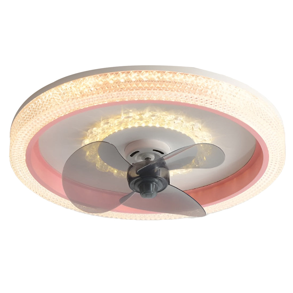 Round Muted 360° Rotatable Stepless Dimming LED Modern Ceiling Fan Light