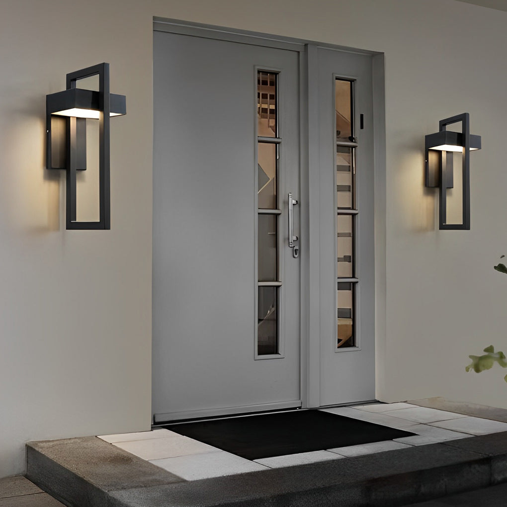 Rectangular Minimalist LED Waterproof Black Modern Outdoor Wall Lamp