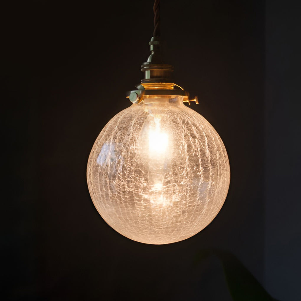 Spherical Glass Cracked Pattern LED Nordic Island Lights Hanging Ceiling Lamp