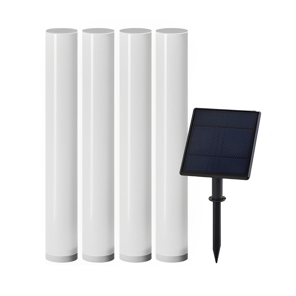 Long Cylindrical Waterproof White Modern Solar Lawn Lights Lamp Post