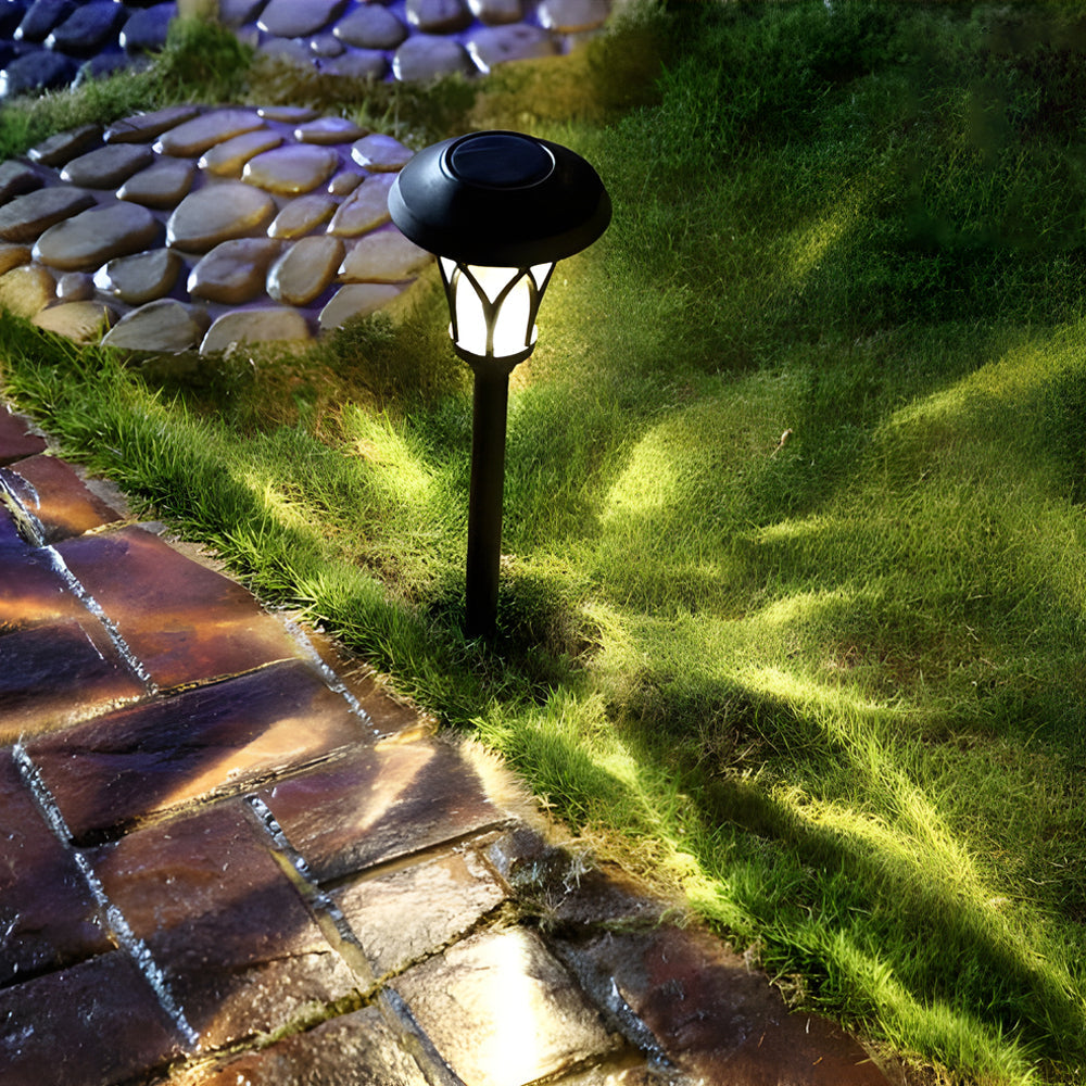 Waterproof Metal Glass LED Retro Modern Solar Powered Lawn Lights