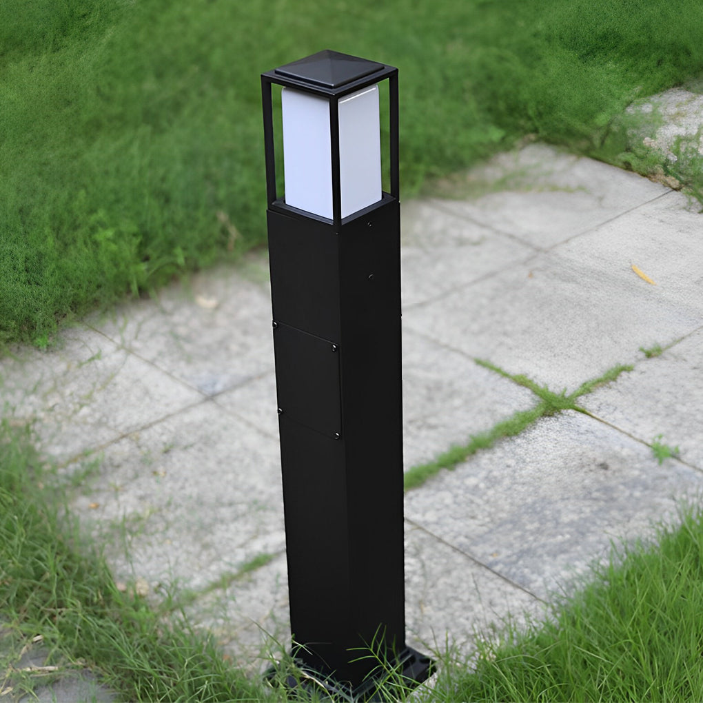 31.49 In. H Aluminum Black Bollard Lights Square Outdoor Path Lights