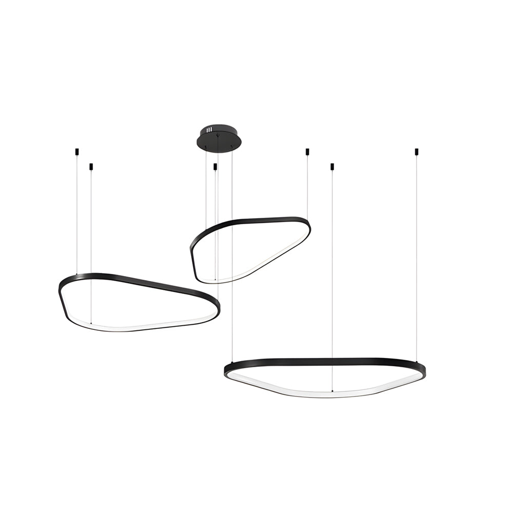 Black 1/2/3-Light Triangle Ring Chandelier