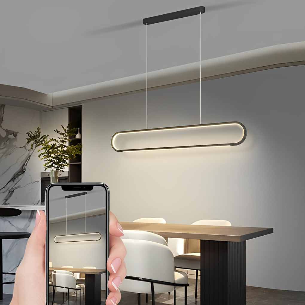 Minimalist Strip Stepless Dimming LED Modern Chandelier Hanging Lamp