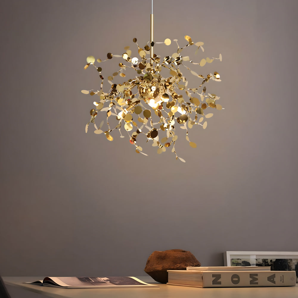 Round Spherical Stainless Steel Disc Decorative Nordic Modern Chandelier