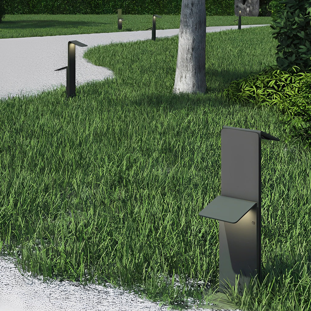 Creative Rectangular LED Waterproof Gray Modern Solar Pathway Lights