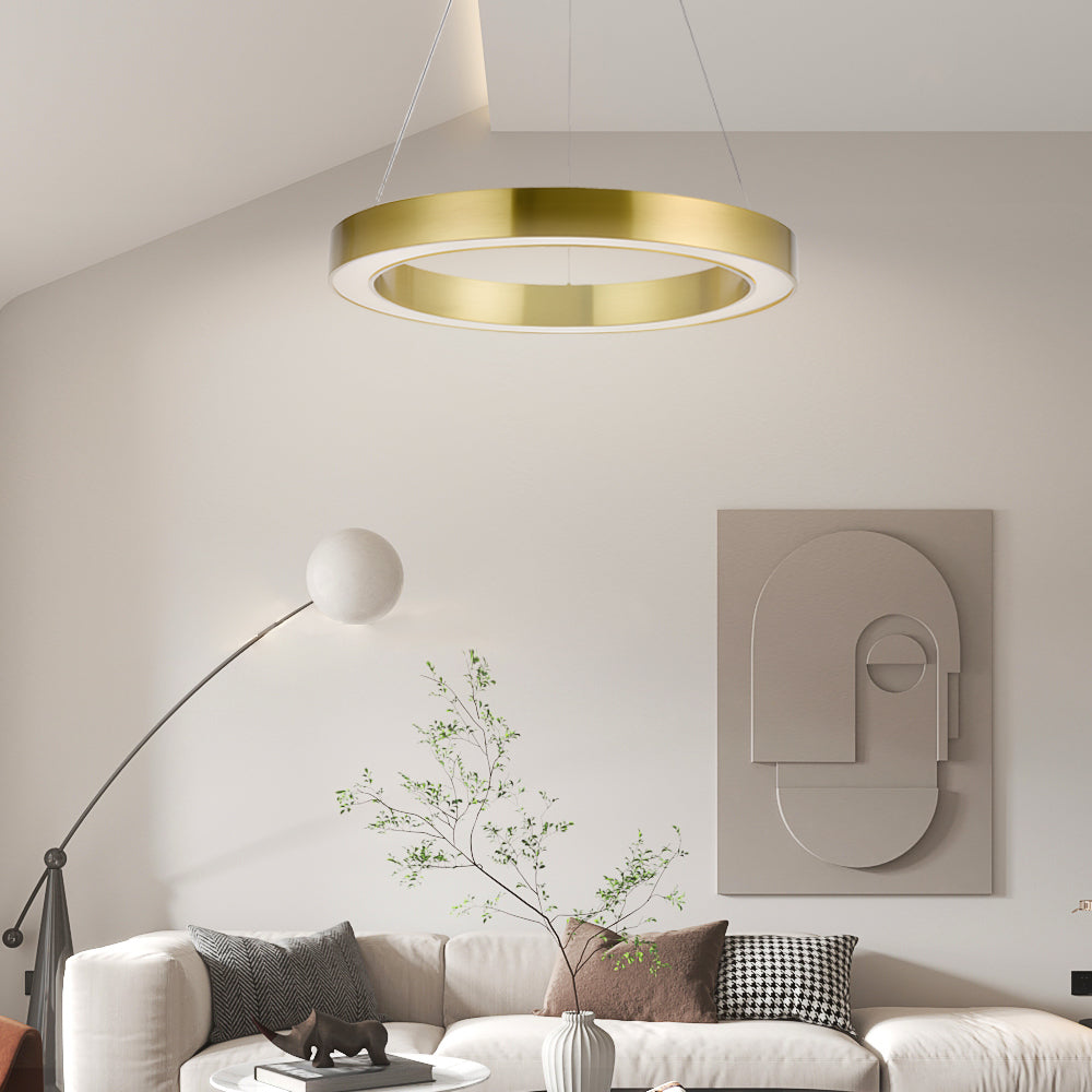 Gold Ring Pendant Light - Modern Luxury LED Suspension