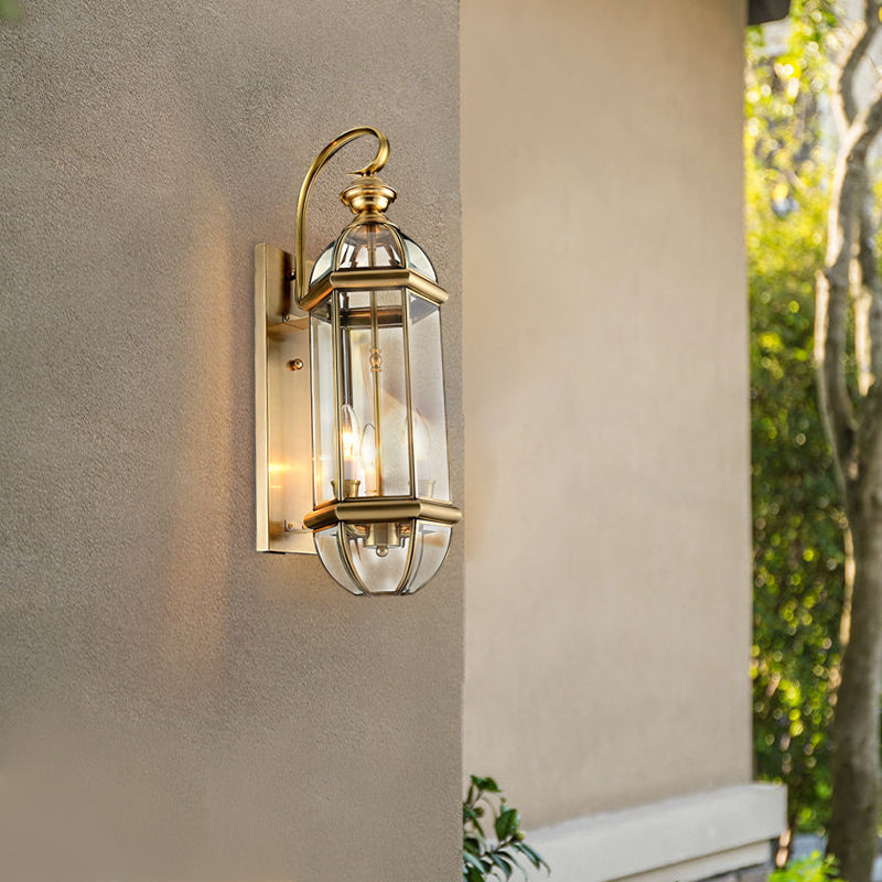 Retro Creative Copper Glass European Style Outdoor Wall Lights Exterior Lamp