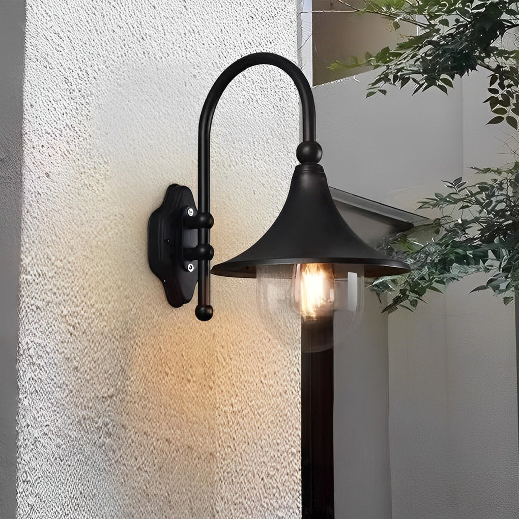 Creative Trumpet Shaped Waterproof LED Black Vintage Outdoor Wall Lamp