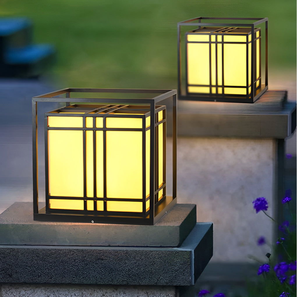 Retro Square Waterproof LED Black Modern Outdoor Post Caps Lights