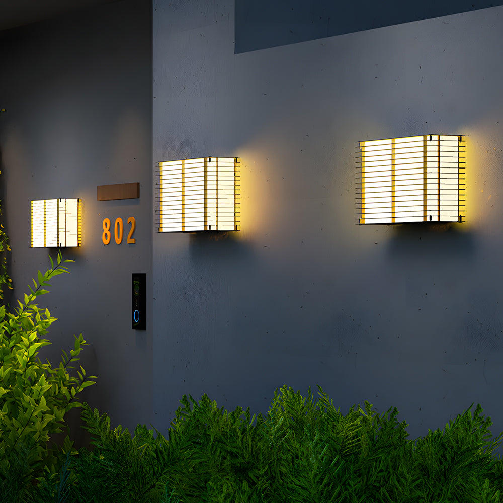 Waterproof Square Grids Stainless Steel Black Modern Solar Wall Lights