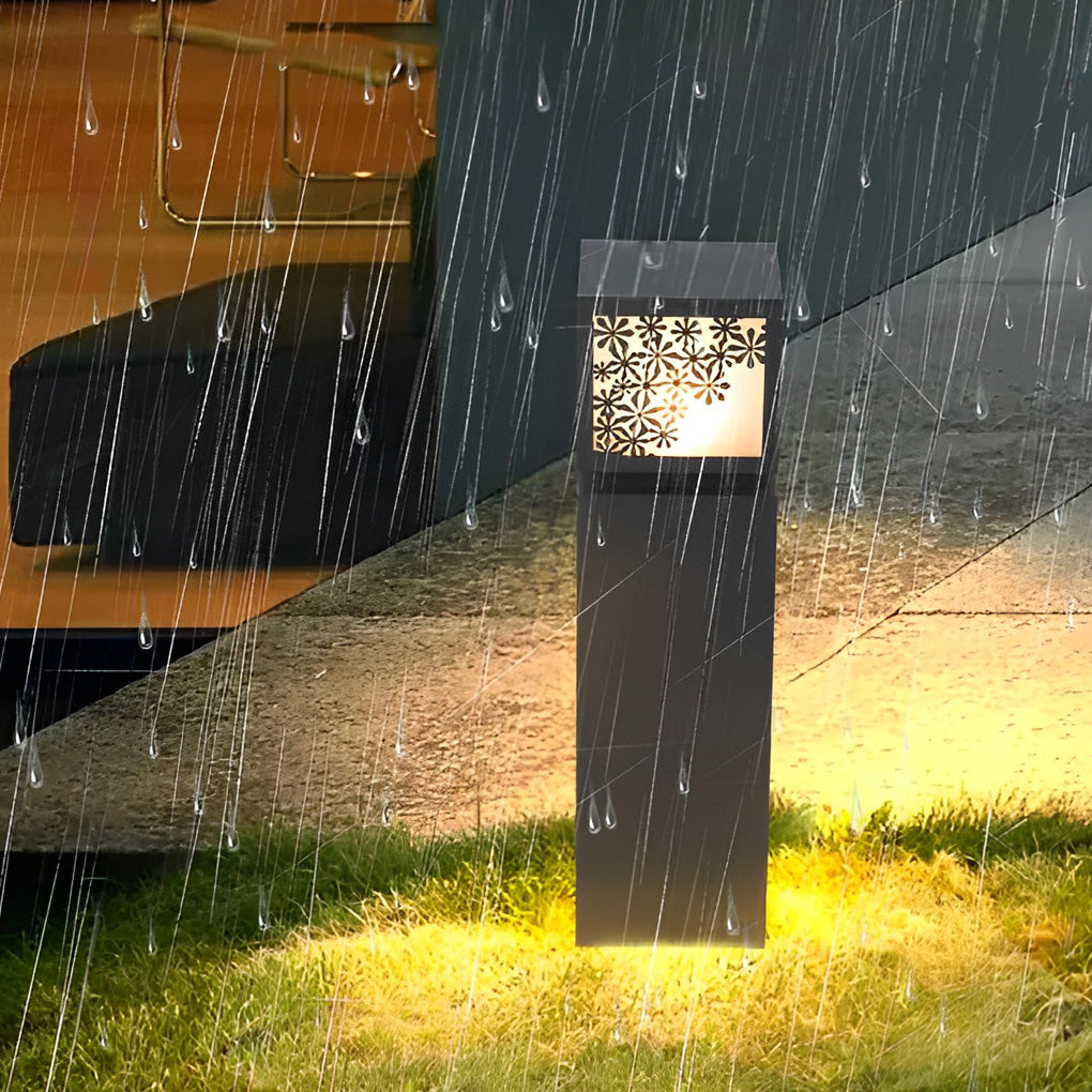 Snowflakes Decor LED Waterproof Black Modern Solar Outdoor Lawn Lamp