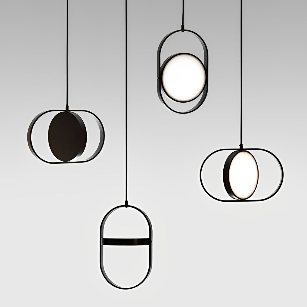 Adjustable Round Three Step Dimming Black Modern LED Pendant Lights