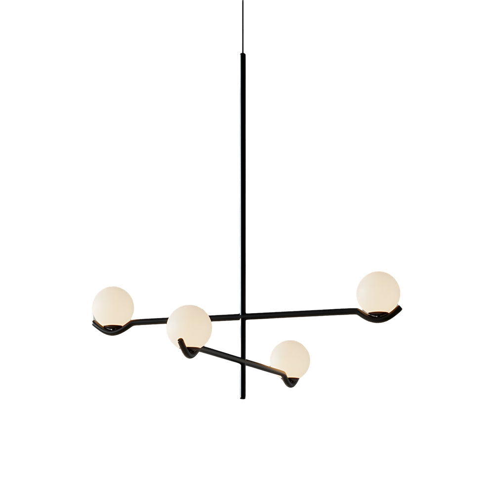 Modern Linear Glass Ball Pendant Light with 3/4/6-Light - Black/Gold