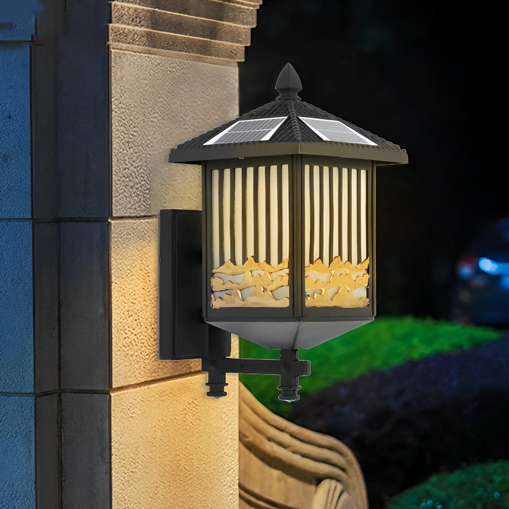 Retro Waterproof LED Black Modern Solar Wall Lights Outdoor Wall Sconce