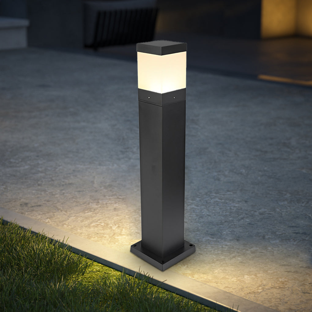 Square Waterproof LED Black Minimalist Modern Outdoor Light Lawn Lamp