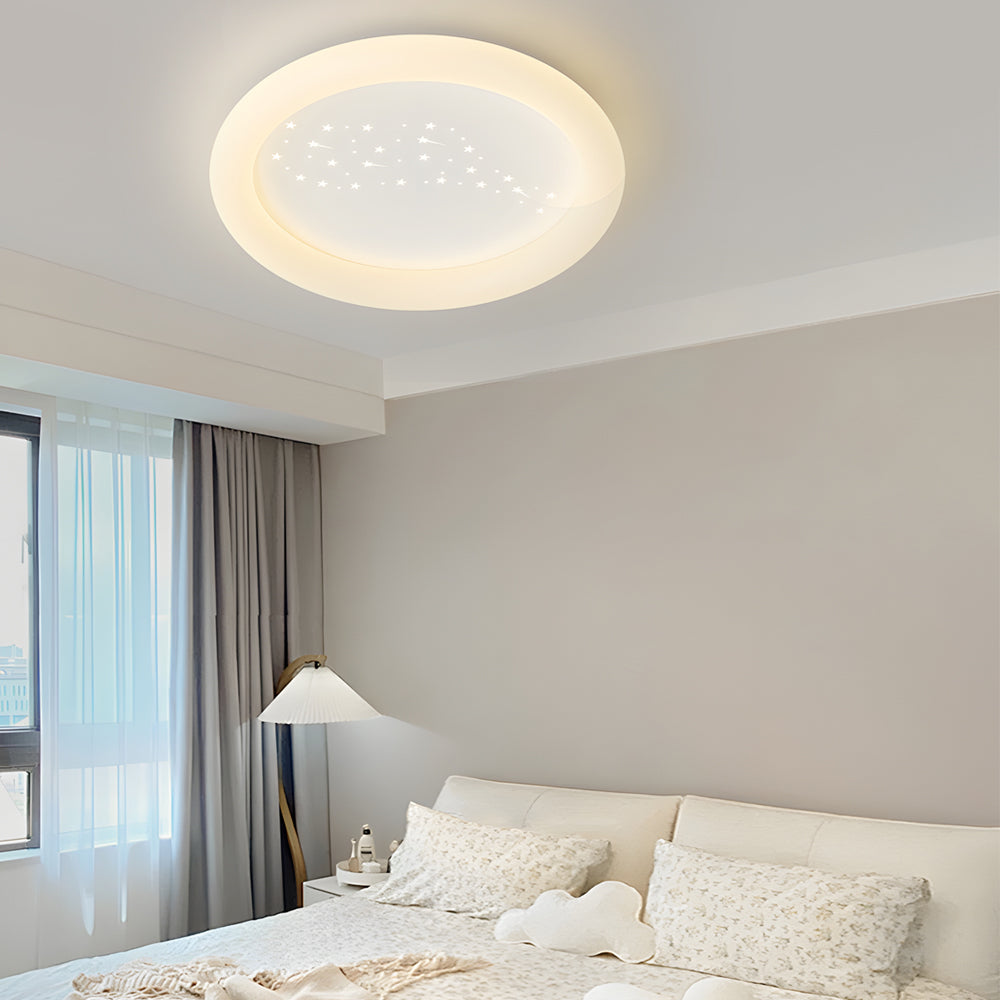 Square Round Three Step Dimming LED Milky White Modern Ceiling Light Fixture