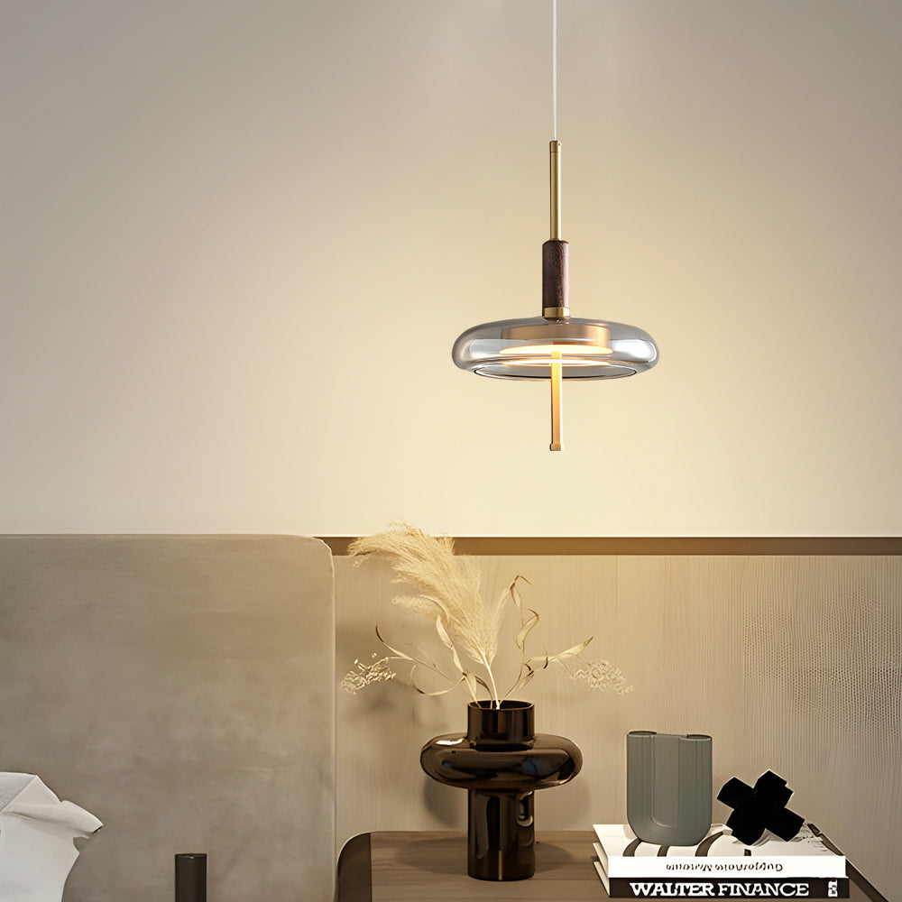 Minimalist Luxury Glass Wood Brass 3 Step Dimming Nordic Pendant Lights