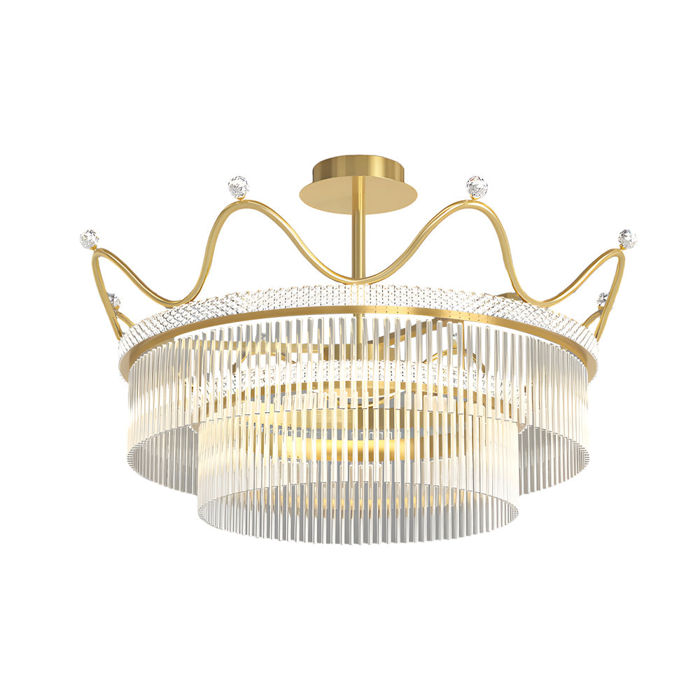 Round Crystal Crowns Three Step Dimming Luxury Postmodern Chandelier