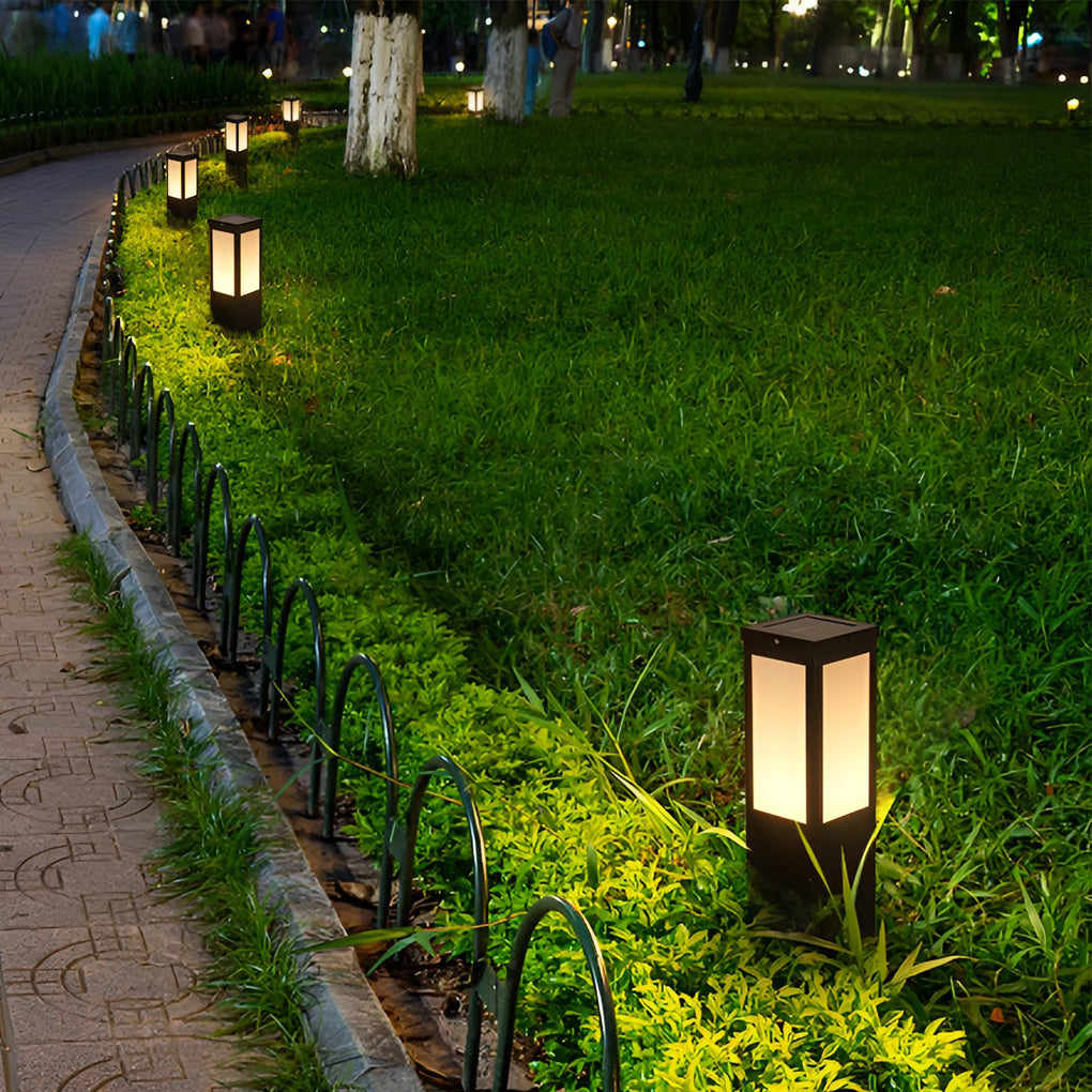 Industrial-Style Square LED Solar Landscape Lighting Waterproof Outdoor Pathway Lights with Remote Control