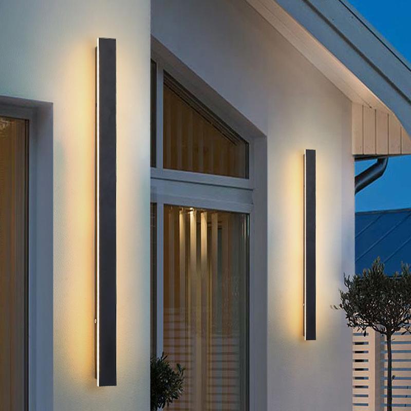 Black Long Strip Sconce Light Wall Lights Outdoor LED Lighting