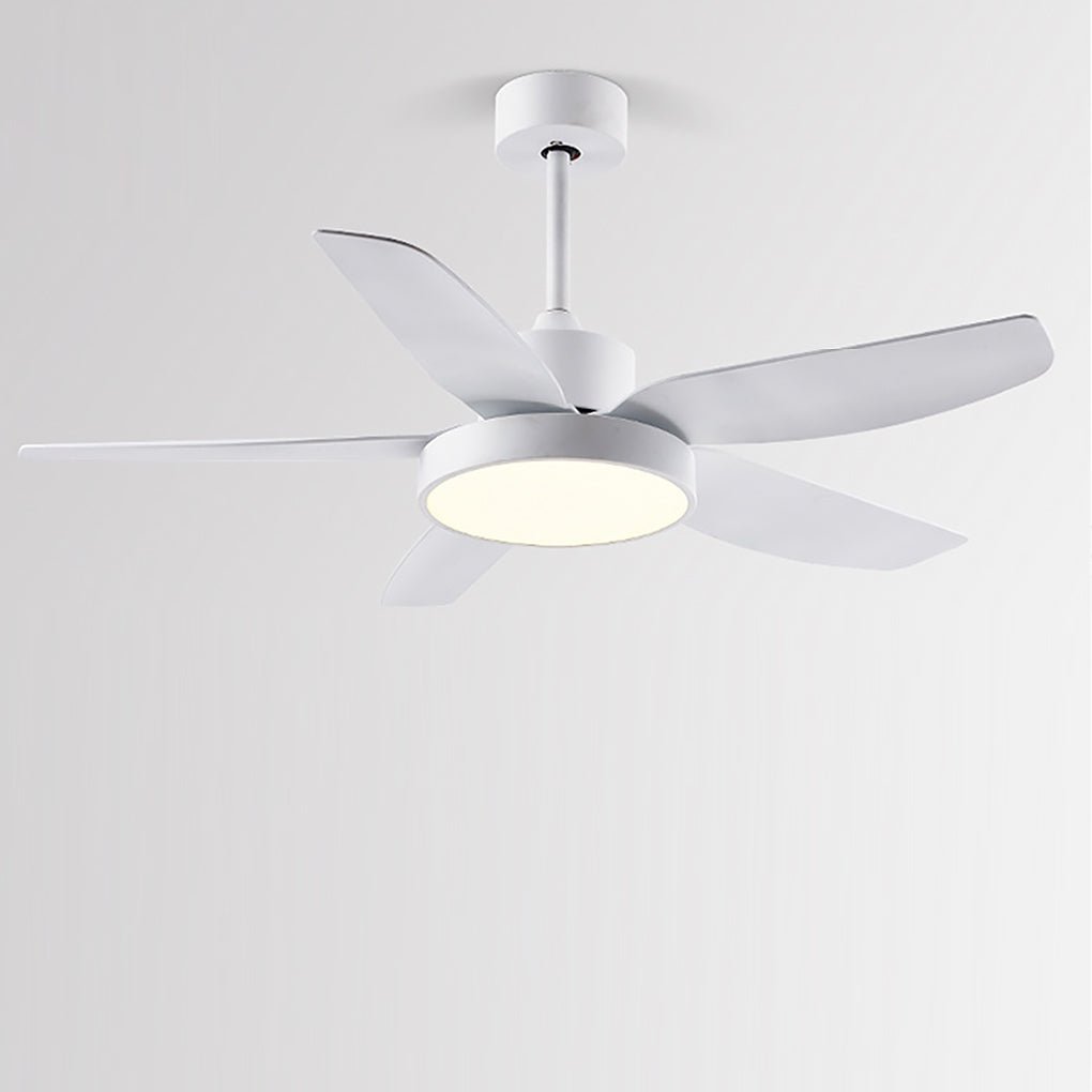 46 Inch LED 6-Speed Downrod Ceiling Fan Lights with Remote and 5 Quiet Reversible Blades