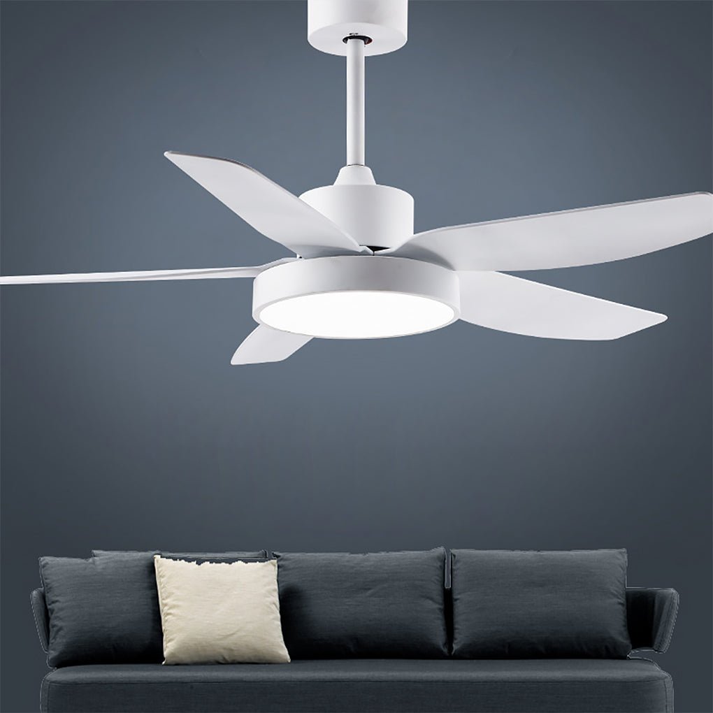 46 Inch LED 6-Speed Downrod Ceiling Fan Lights with Remote and 5 Quiet Reversible Blades