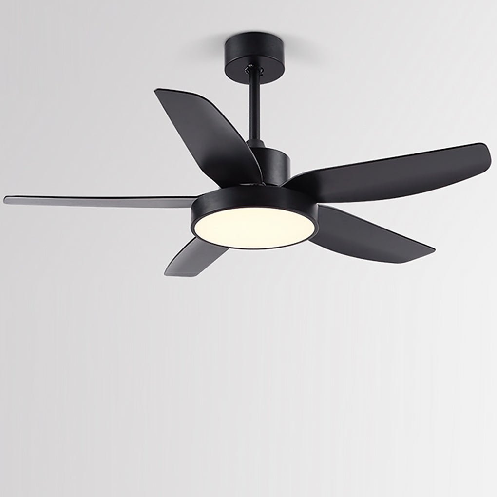 46 Inch LED 6-Speed Downrod Ceiling Fan Lights with Remote and 5 Quiet Reversible Blades