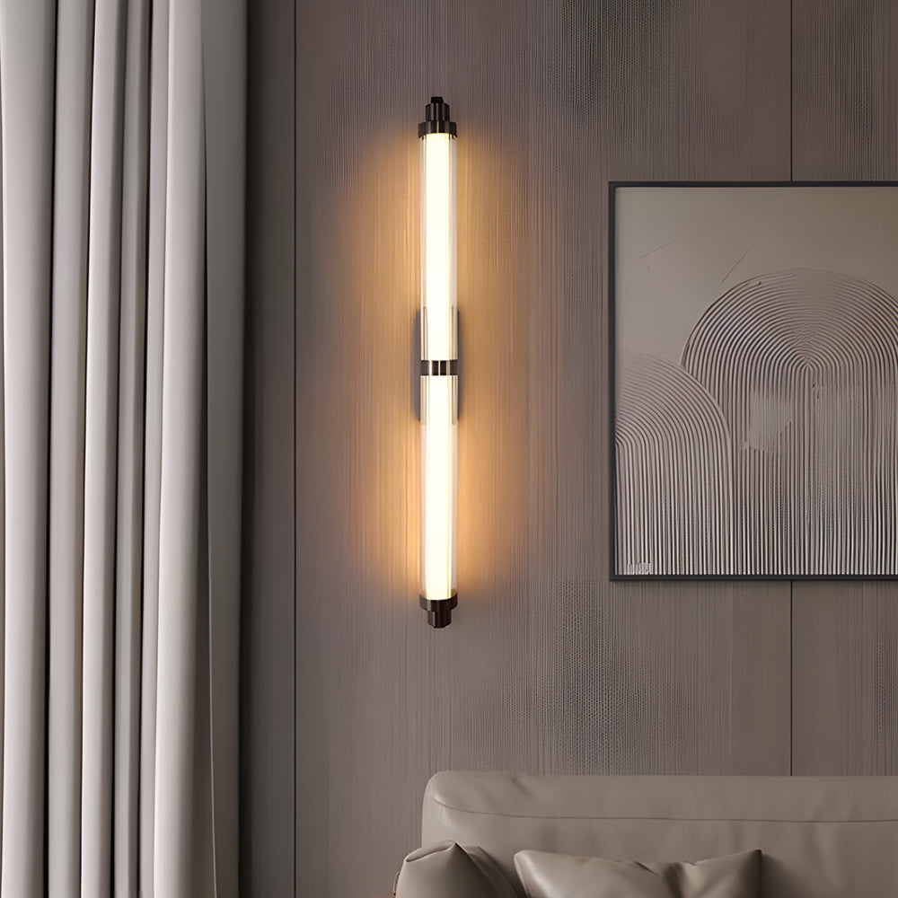 Modern Long Acrylic Tube LED Metallic Indoor Sconce Wall Lamp, 27.55''/35.43