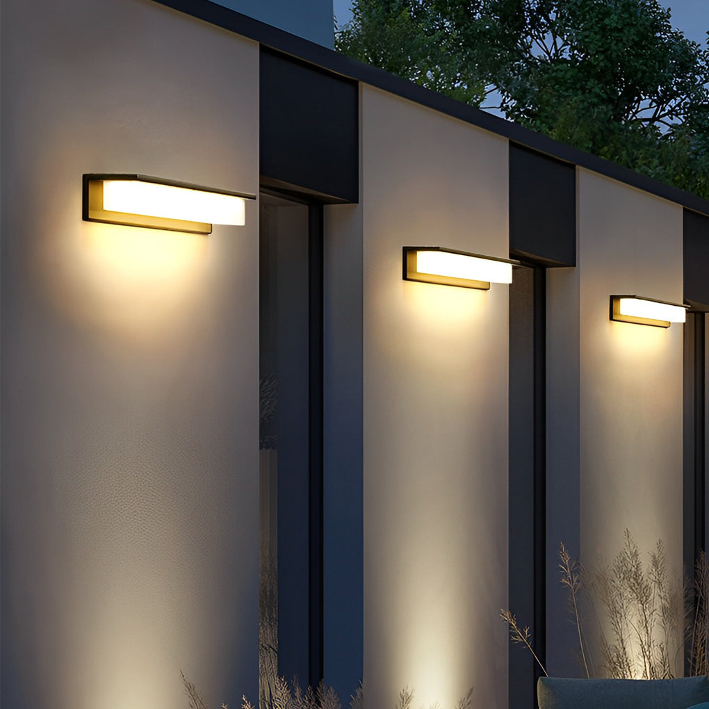 Minimalist Rectangular Waterproof LED Modern Solar Wall Lamp Exterior Lights