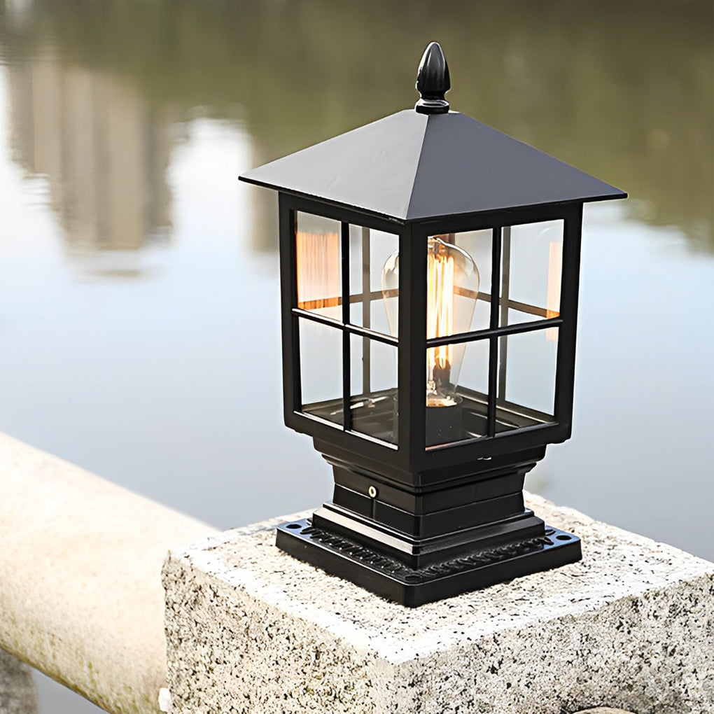 Traditional Square Waterproof LED Black Classic Solar Post Caps Lights