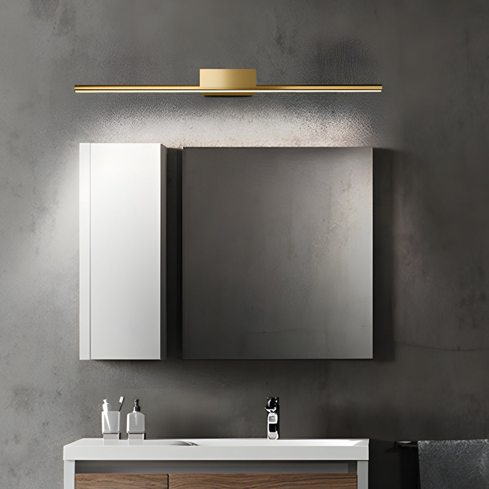 Brushed Brass Linear LED Vanity Light with Slim Cylinder Design for Bathrooms