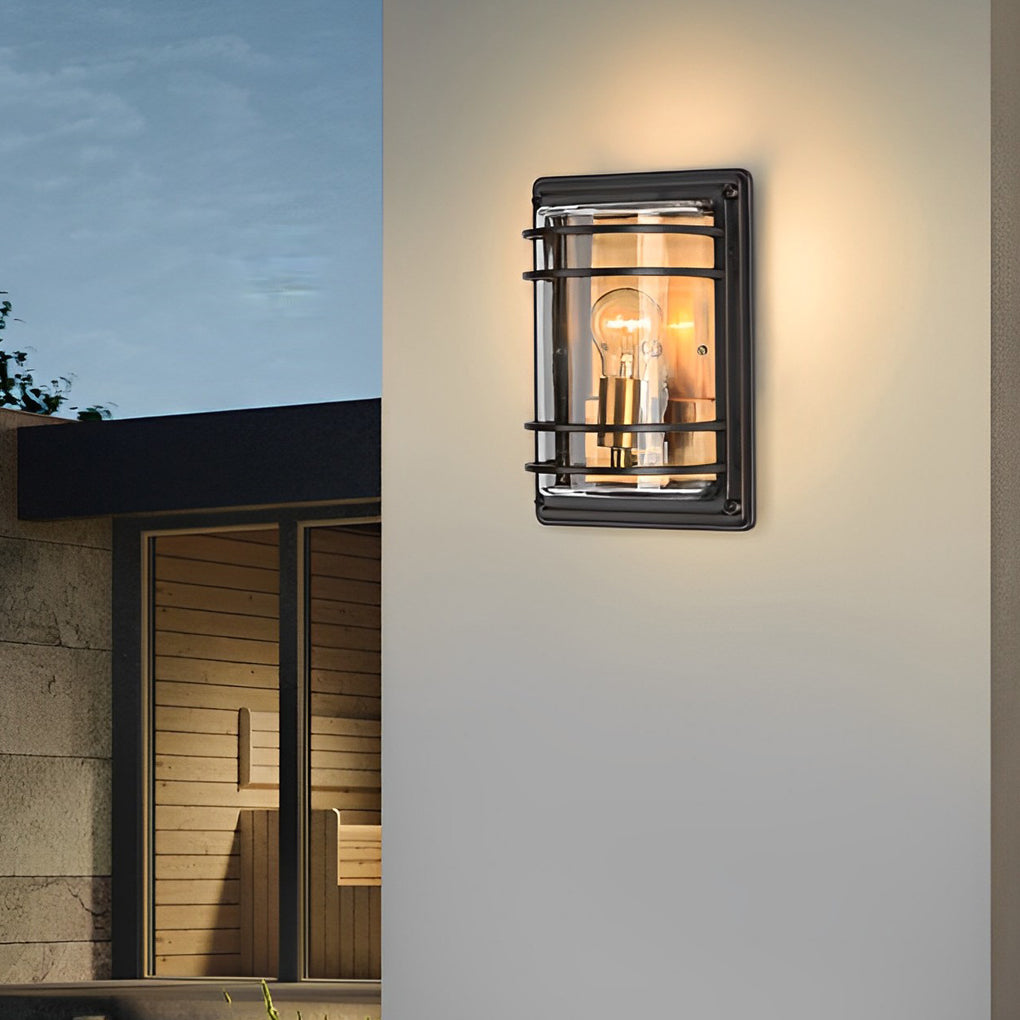 Vintage Aluminum Brown Glass Waterproof Modern Outdoor Wall Light