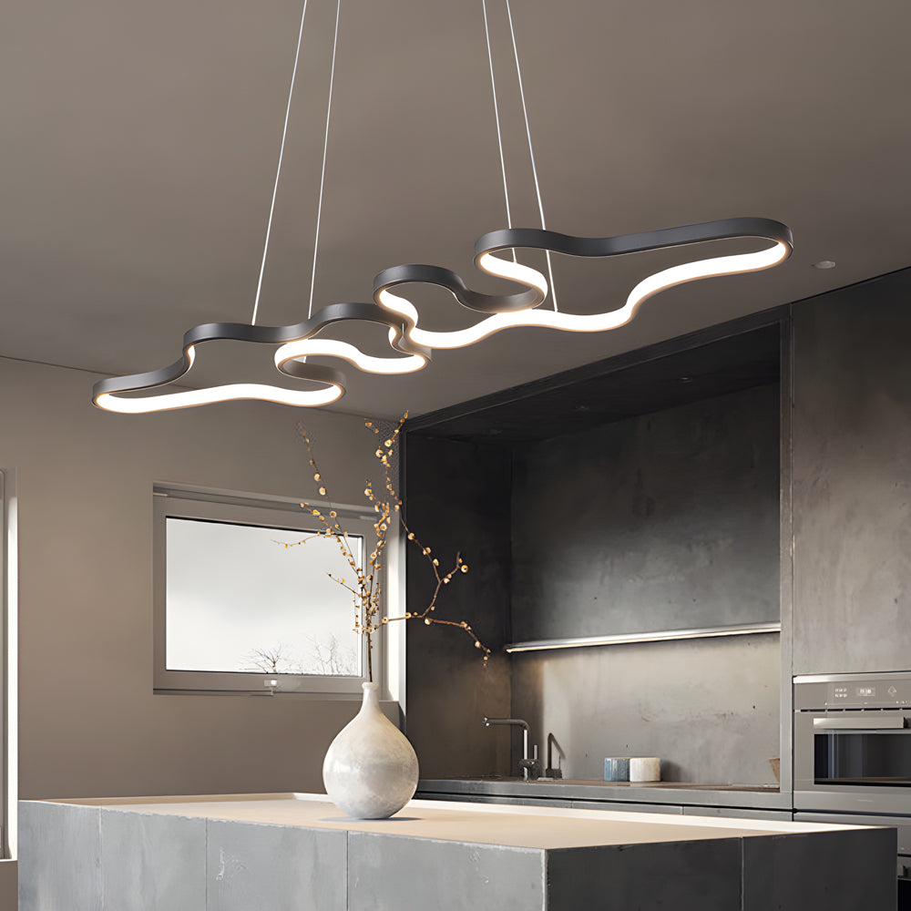 Linear Island Suspended Lighting Fixture: Modern LED Pendant Light for Dining Room