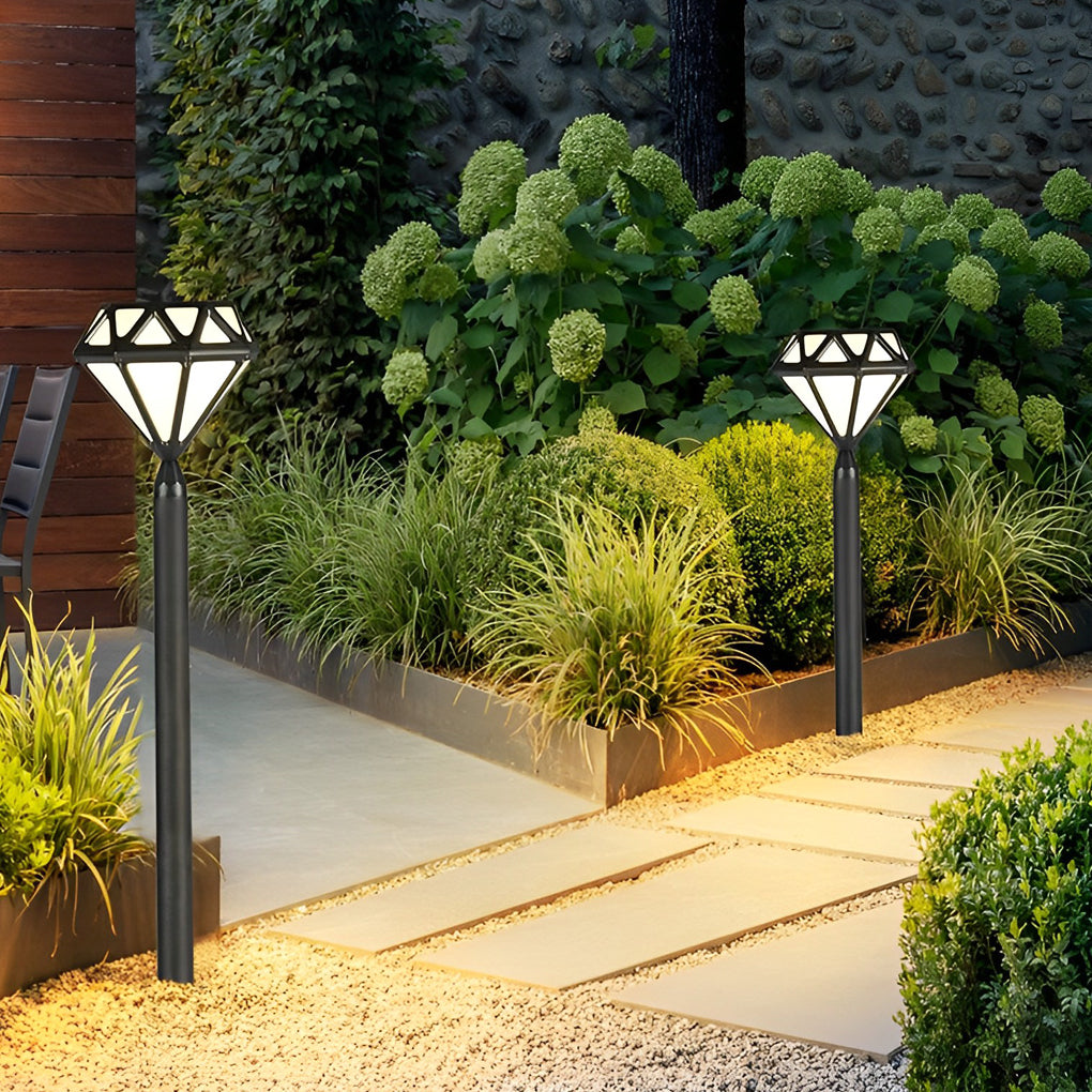 Geometric Waterproof LED Intelligent Stable Black Modern Lawn Lamp