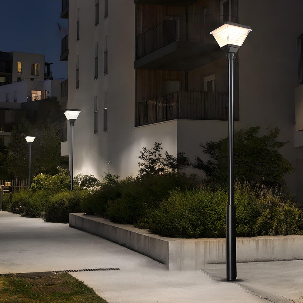 1-Light Black 98-In/118-In Solar LED Square Post Street Light