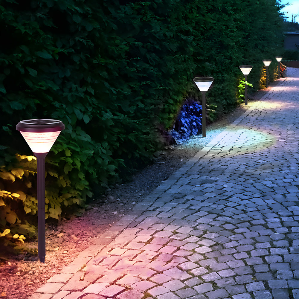 27.6-Inch H Black LED Solar Pathway Landscape Lights