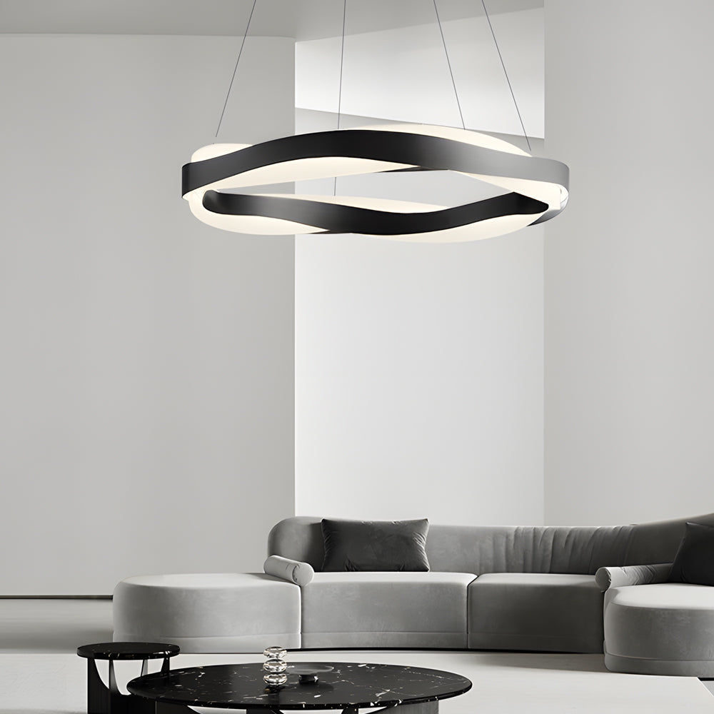 1-Light Linear Wavy Round LED Pendant Light